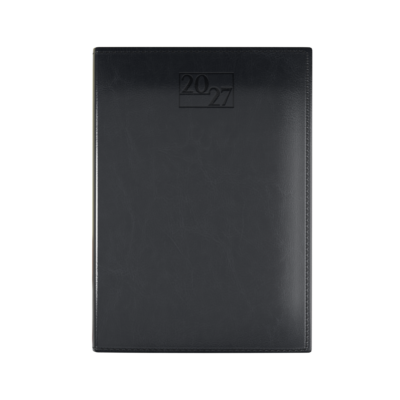 Harrogate SaharaHide Faux Leather A5 Diary, Day Per Page, Black